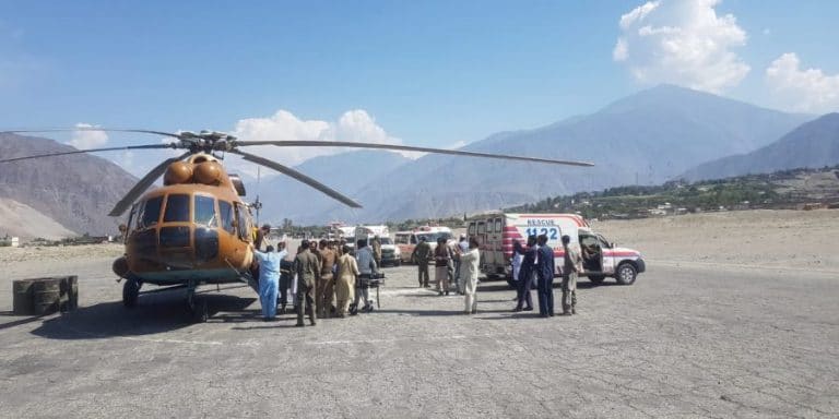 Army troops undertakes rescue operation for Bus accident at Babusar Top