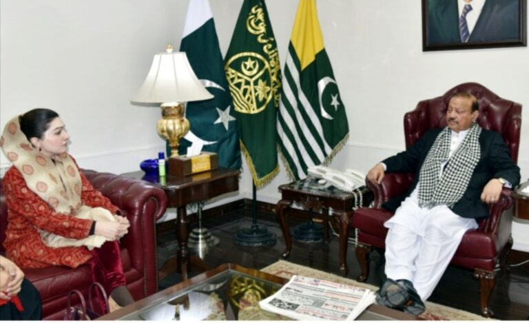 Mrs. Yasin Malik meets President AJK at Aiwan e Sadar Kashmir House