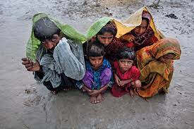 Situation of poor people in rain