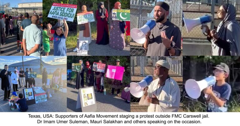 Supporters of Aafia Movement & civil society members protest l to raise demand for the release of Dr Aafia Siddiqui.
