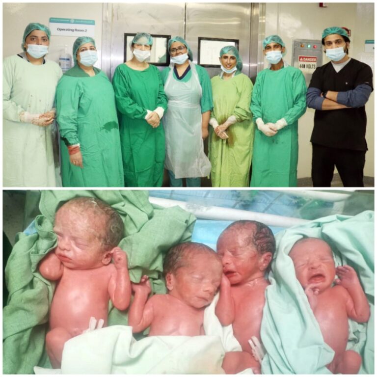 A woman gives birth to 4 babies at Akbar Niazi Hospital