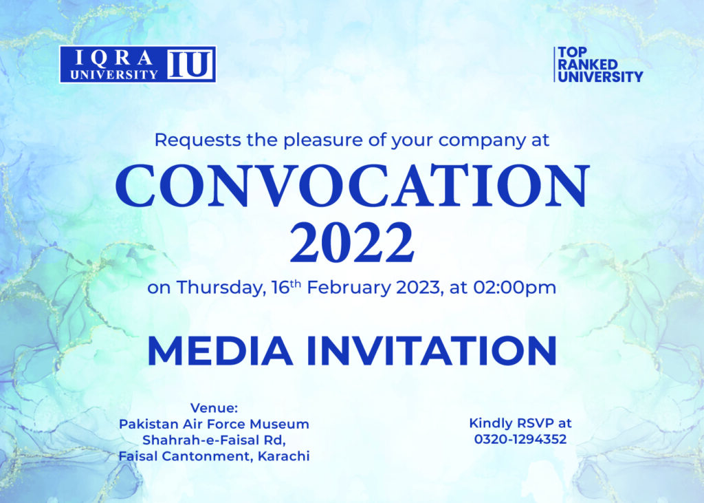 Iqra University Will Hold Its Convocation 2022 Ceremony - Daily ...
