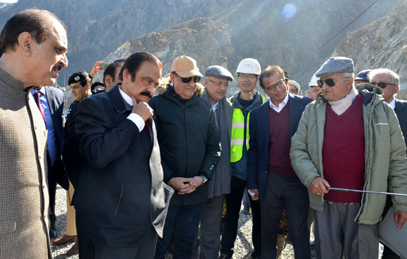 Federal Interior Minister visits under-construction Diamer Bhasha Dam; Reviews security arrangements at site.