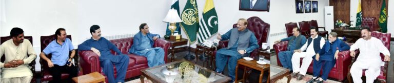 Ex-president of PPP AJK Ch. Latif Akber along with a delegation met President AJK.