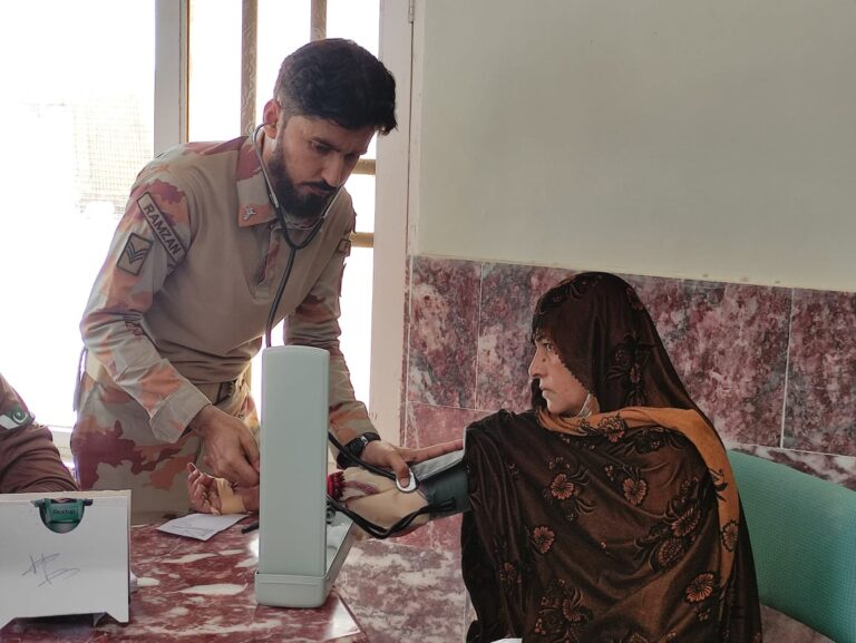 Army medical team conducts free medical examinations and provides free medicines to patients at RHC Jewani.